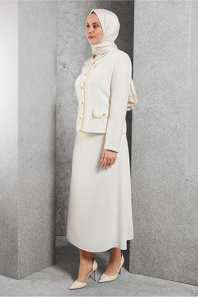 Alvina 30428 Model Buttoned Skirt Suit