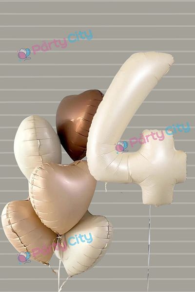 Party City Σετ γενεθλίων 4 ετών Retro Beige Latte Coffee Bubble