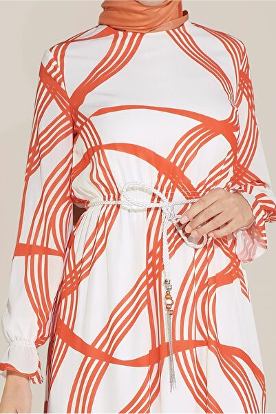 Alvina Waist Tie Patterned Dress 40817