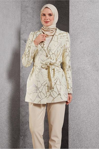Alvina Jacquard Crossed Collar Jacket 44740