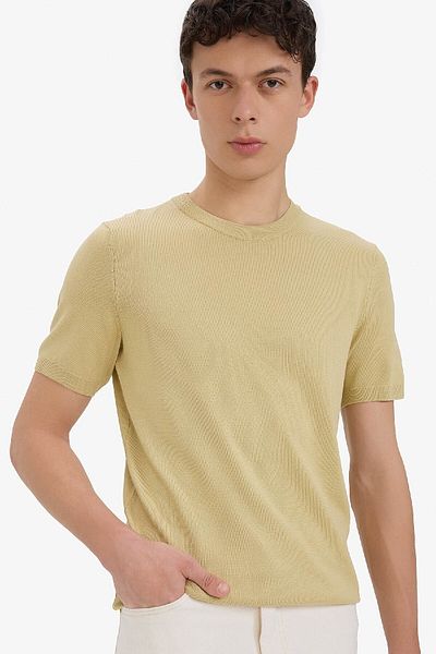 DeFacto Πλεκτό μπλουζάκι με κοντό μανίκι Standard Fit Crew Neck E3239ax25sp