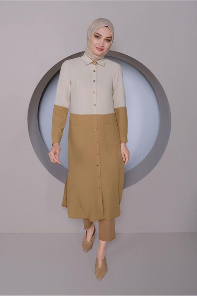 Alvina 2 Color Tunics with Buttons 41391