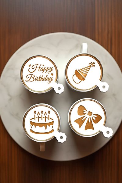 oalpo Coffee Stencil, Coffee Decorating Set, Dessert Decorating Set, Set of 4