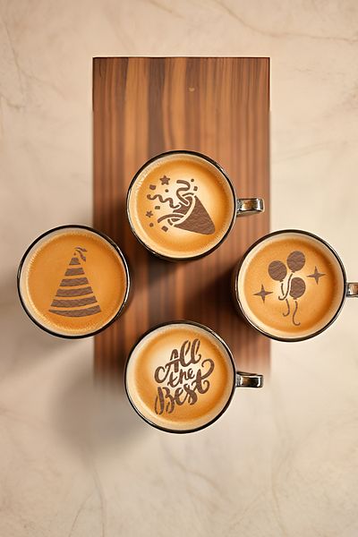 oalpo Coffee Stencil, Coffee Decorating Set, Dessert Decorating Set, Set of 4