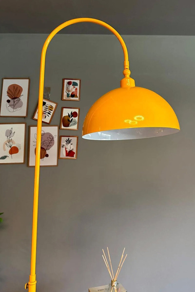 Bamyum Sarı Lambader Hareketli Başlık Modern Dekoratif Metal Oturma Odası Çalışma Odası Zemin Lambası