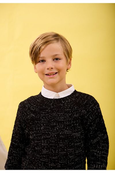 Nisrakids Детски плетен пуловер - кръгло деколте, дълъг ръкав и свободна кройка