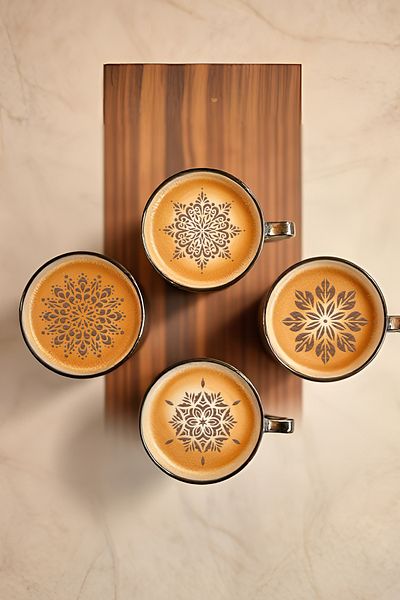 oalpo Coffee Stencil, Coffee Decorating Set, Dessert Decorating Set, Set of 4