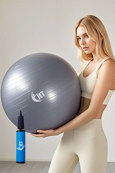 Jet Anti-Burst 65cm Large Green Pilates Ball Set with Pump and Training Plates Fitness Ball