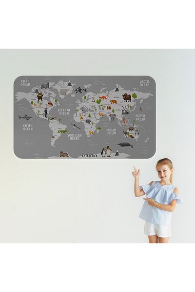 Harita Sepeti Educational World Map World Atlas Children's and Baby's Room Wall Sticker-3794