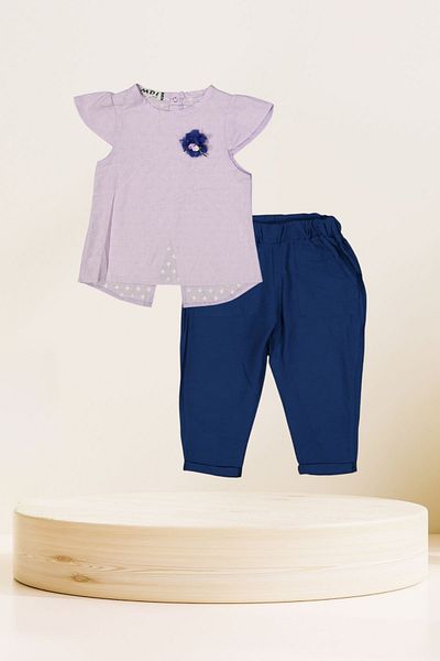 Baby s Breath Flower Flower Accessory Bow Shirt Bottom-Top Girl's Set 100% Cotton 2-3-4-5 Years Old Girl's Clothes