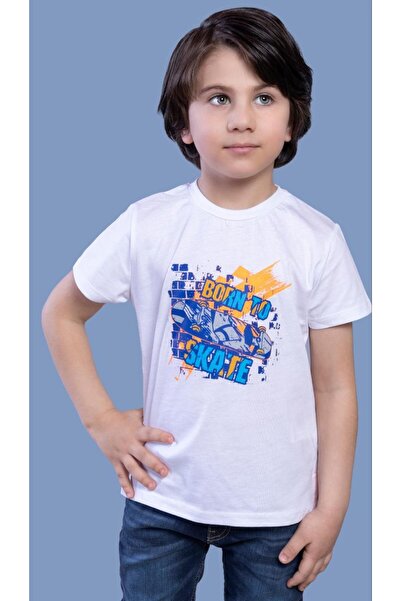 Toontoy Момче, родено да кара скейтборд, тениска с принт