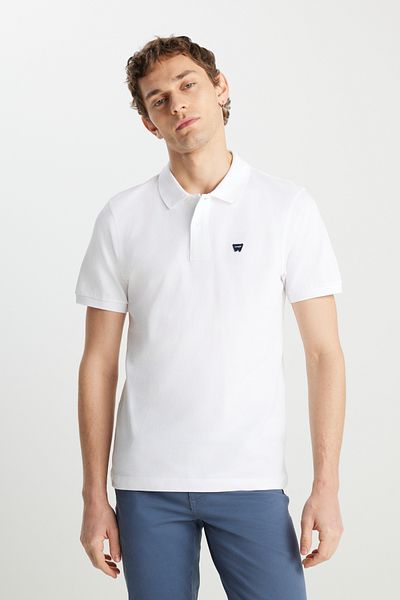 WRANGLER 100% Cotton Regular Fit Regular Cut White Polo Neck T-Shirt