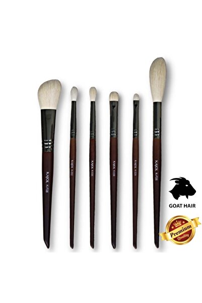 Kajol Beauty Set of 6 professional goat hair makeup brushes, handmade, KAJOL ...