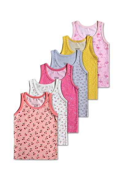 GizaKids 95% Cotton Girls' Undershirt Undershirt Underwear Set of 6