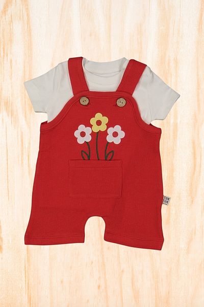 Baby s Breath Flower Floral Patterned Badili Salopet 2-Piece 100% Cotton 6-9-12-18 Months 2-Piece Baby Girl Set