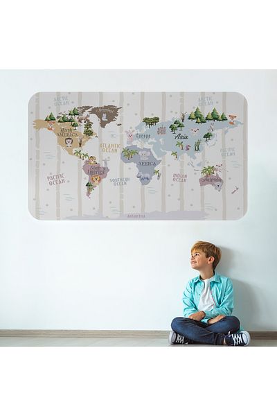 Harita Sepeti Educational World Map World Atlas Children's and Baby's Room Wall Sticker-3825