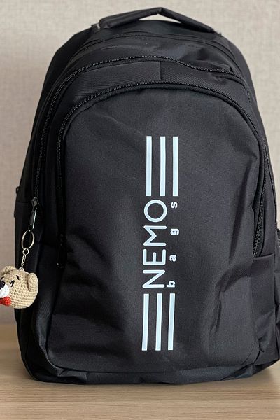 FCSTORE Unisex Black Sports Backpack Large Size Travel Laptop Bag 45X30X15Cm 24Lt, + Bear Key Chain