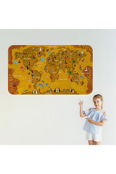 Harita Sepeti Educational World Map World Atlas Children's and Baby's Room Wall Sticker-3781
