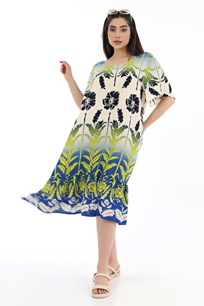 SCHIK Women's Viscose Half Sleeve O Neck Pocket Ruffle Dress Yellow