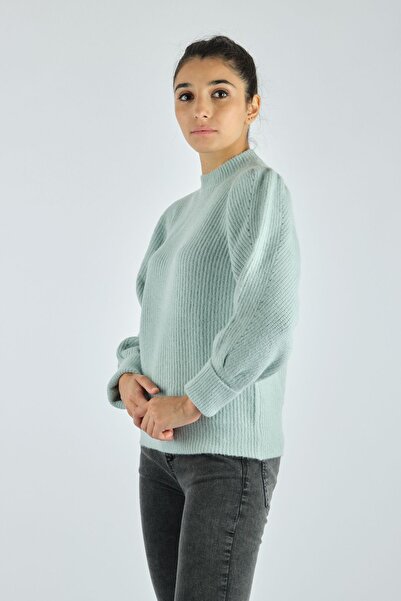 BSB Judge Collar Standard Fit Plain Long Sleeve Water Green Women's 65% Acrylic 35% Nylon Knitwear 044- 560002