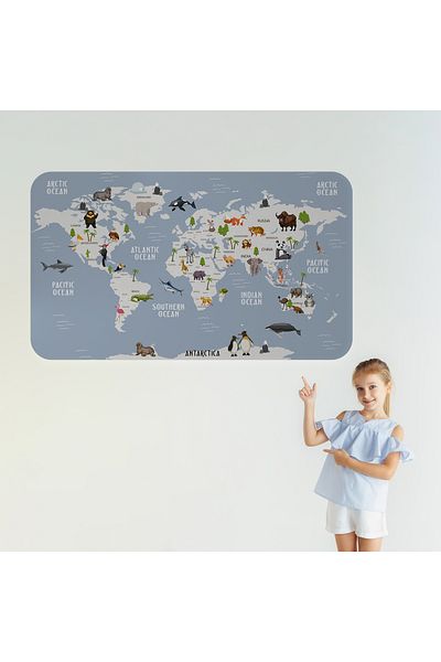 Harita Sepeti Harta Lumii Educative Atlas Mondial Autocolant de perete pentru camera copiilor si bebelusului-3789