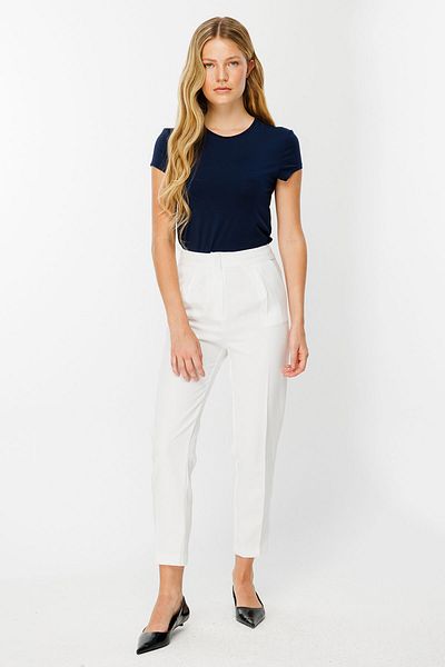 Hooopstore Pantaloni crep albi cu urme de călcat