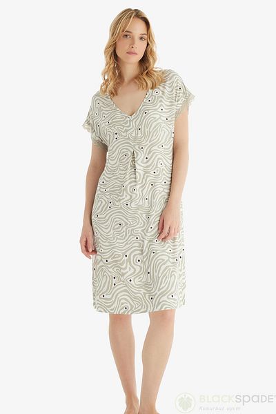 Blackspade Women's Ring Viscous Short Sleeve Zebra Nightgown C9T5N8O15