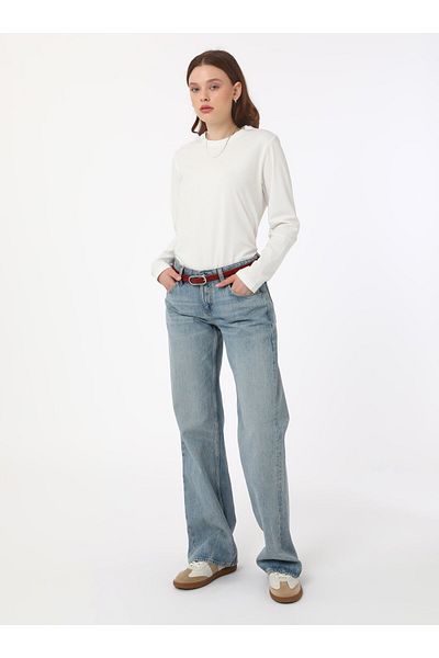 Benin Long Sleeve Cotton Fabric Basic T-Shirt - White - Benin
