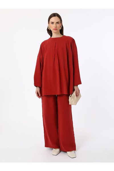 Refka Modal Fabric Binding Detailed Double Suit - Tile - Refka Exclusive
