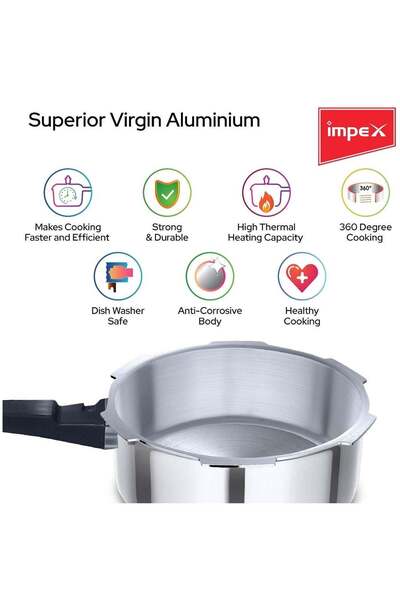 İMPEX Pressure Cooker Combo Outer Lid Induction Stove Compatible 2, 3 & 5 Litres Silver Aluminium-IFC 235