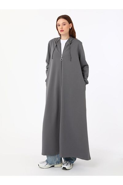 Benin Hooded Detailed Sports Overcoat - Anthracite - Benin