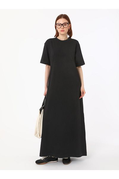 Benin Cotton Short Sleeve Benin Hijab Dress - Black - Benin