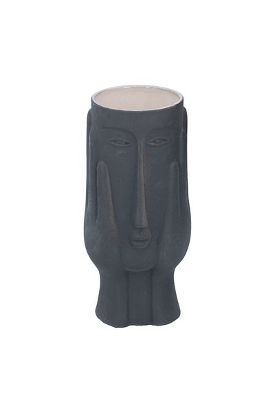 Arti Casa Vază decorativă, formă chip de femeie, din porțelan, Arti Casa, 28 x 10 cm, negru