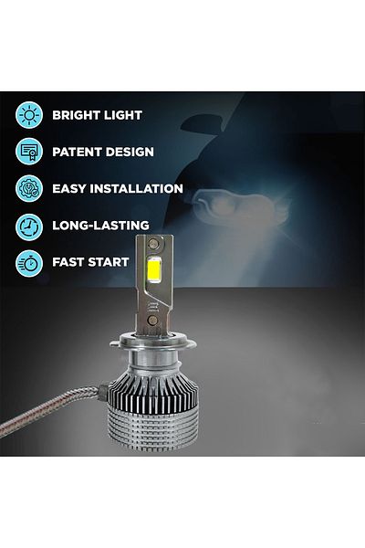 3XR 90W H7 LED Car Headlight Bulbs, 15000LM 6500K White, IP65 Waterproof, 12V-32V, Pack of 2