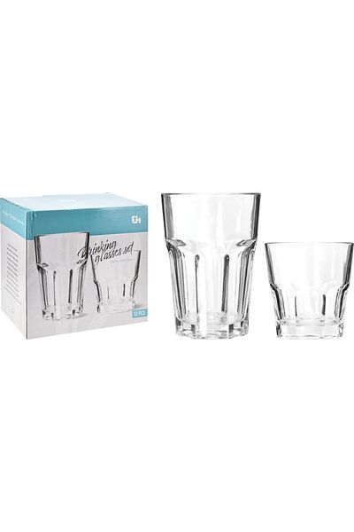 Excellent Houseware Set of 12 glasses for different drinks 250&360ml