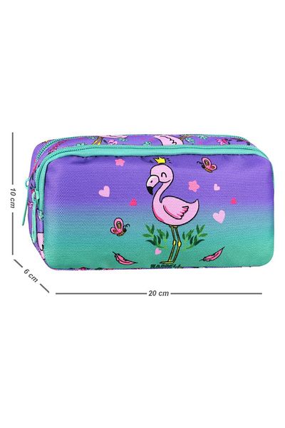 GENC DIJITAL BASKI Licensed Flamingo Double Eyed Pen Holder Bag