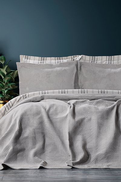 ZEBRA CASA Scala Gray Double Bedspread Set