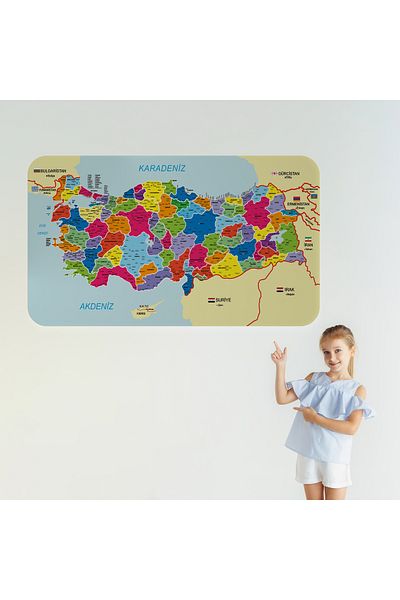 Harita Sepeti Educational and Instructional Detailed Decorative Neighbor Turkey Map Wall Sticker-3845