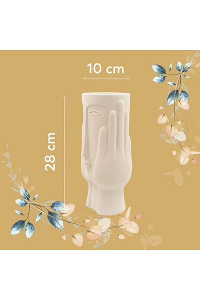 Arti Casa Vază decorativă, formă chip de femeie, din porțelan, Arti Casa, 28 x 10 cm, alb
