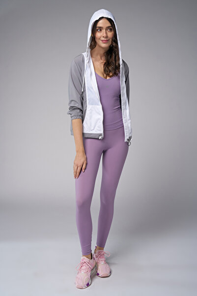 bilcee Women's Light Gray Woven Hooded Sports Jacket 4172