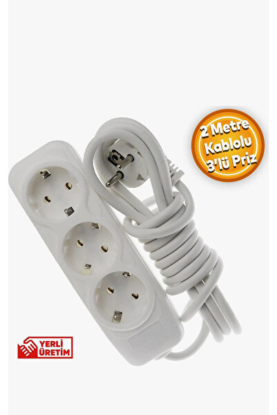 EKO Grup Topraklı 3'lü Grup Priz 2 Metre