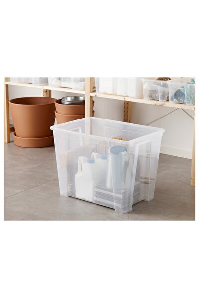 IKEA SAMLA Storage Box, Transparent, 56x39x42 cm, 65L – Durable & Stackable Organizer