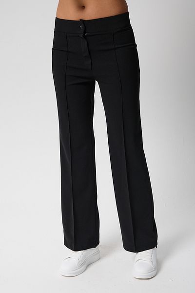 Firststops Women's Black High Waist Slim-fit Flare Leg Palazzo Pants