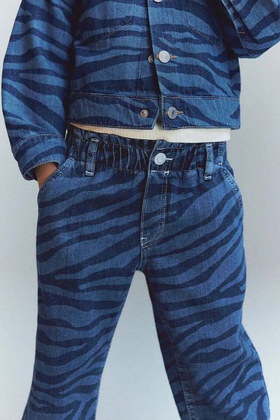 H&M Patterned Wide Leg Jeans