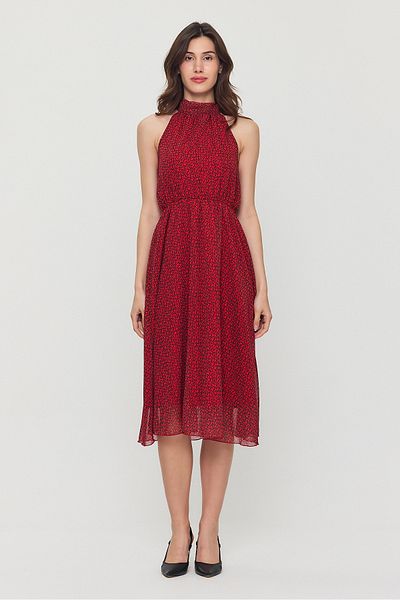 Ceylen Halter Print Chiffon Midi Dress