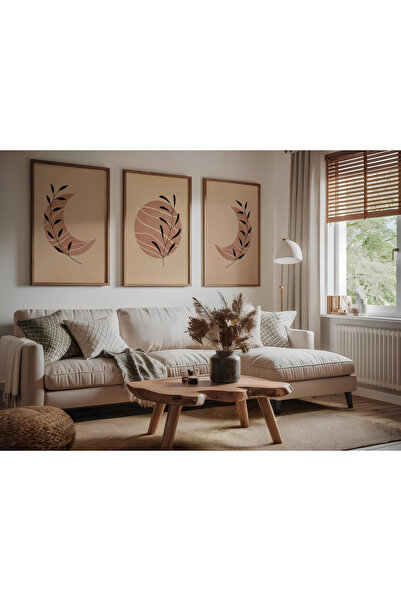 ARTCASTLE Set de 3 tablouri cu ramă din lemn Moon