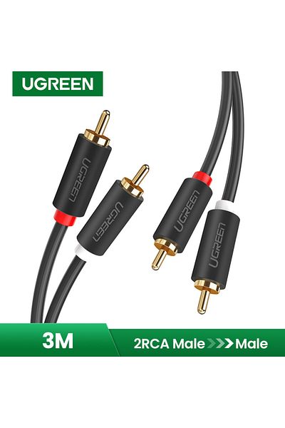 Ugreen كابل صوت من 2 RCA ذكر إلى 2 RCA ذكر بطول 3 أمتار | أسود