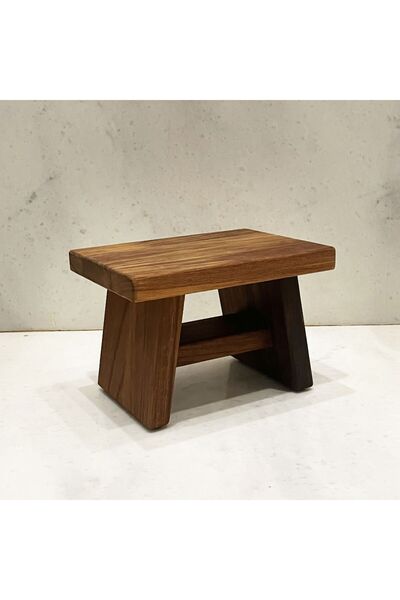 Shark Anatolia Iroko Ahşap Banyo Taburesi Oturak M Boy (H:25.5CM)