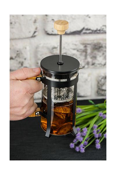 YenisiniAl Alray Luxury Glass 350 ml French Press Black