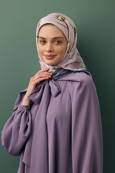 Qef Twill Silk Scarf Daisy Lilac Shoes